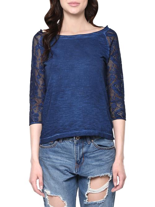 navy blue cotton regular tshirt - 13938354 - Very Small Image - 1