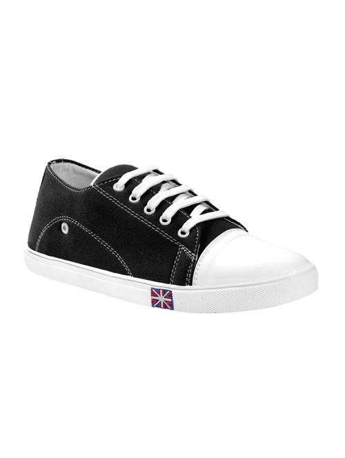 Black Canvas Lace Up Sneakers - 13940875 - Very Small Image - 1