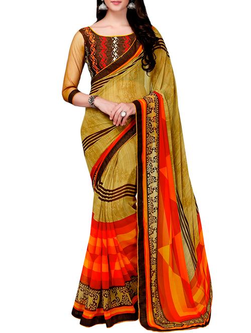 multicolor georgette printed saree with blouse - 13941170 - Very Small Image - 1