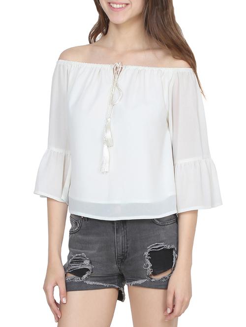 white georgette top - 13941205 - Very Small Image - 1