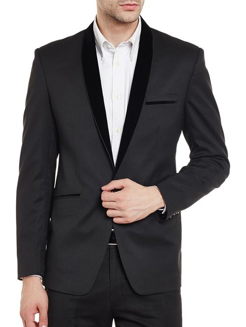 black cotton blend formal blazer - 13946138 - Very Small Image - 1