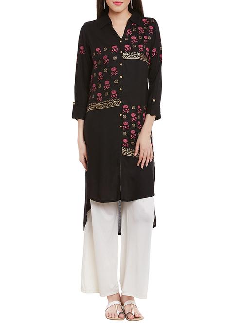 high-low block print kurta - 13947157 - Very Small Image - 1