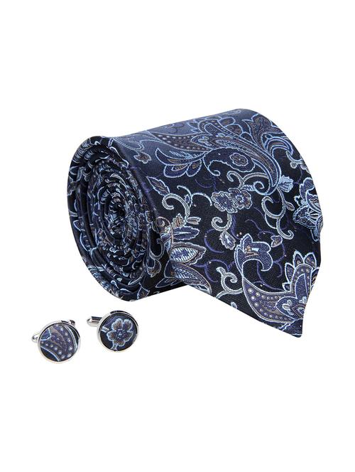 blue woven tie with cufflinks - 13947541 - Very Small Image - 1