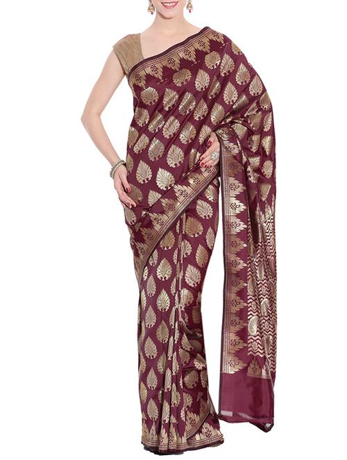 purple art silk woven saree with blouse - 13948272 - Very Small Image - 1