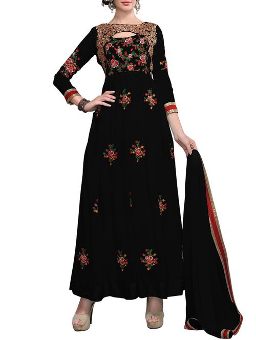 black georgette semistitched suit - 13950039 - Very Small Image - 1