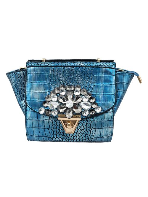 blue leatherette  regular sling bag - 13952397 - Very Small Image - 1
