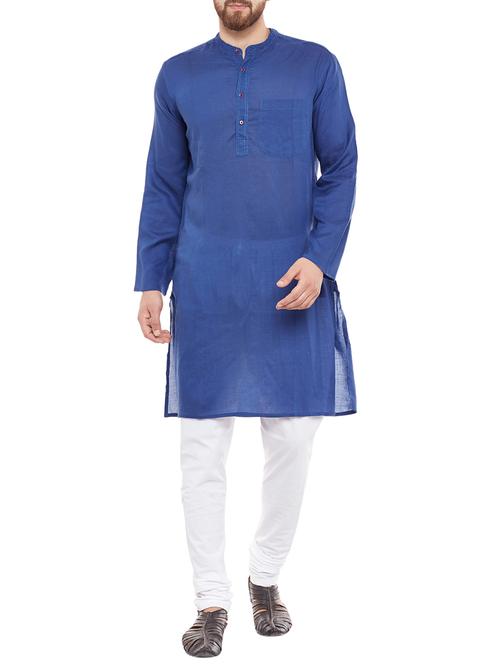 blue cotton long kurta - 13953383 - Very Small Image - 1