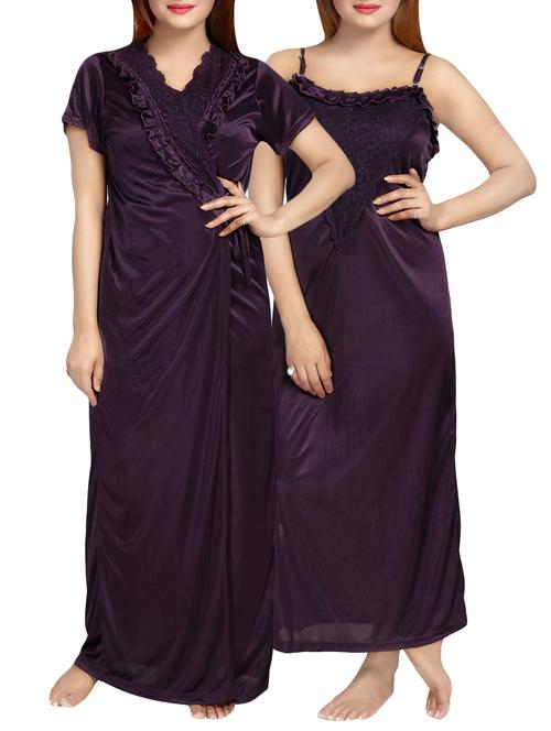 purple solid sleepwear robe set - 13956962 - Very Small Image - 1