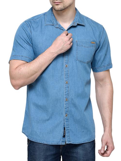 blue cotton casual shirt - 13957867 - Very Small Image - 1