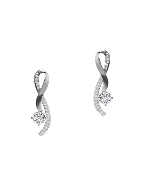 White Silver Studs Earrings - 13958297 - Very Small Image - 1