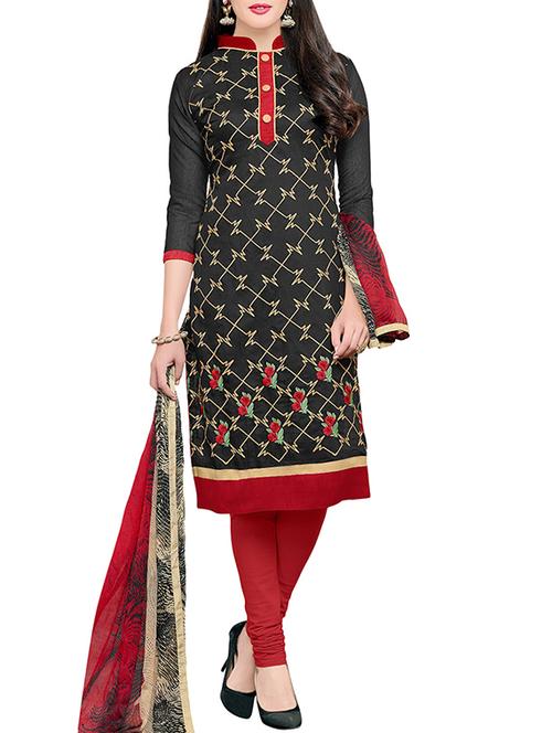 black churidaar unstitched suit - 13959454 - Very Small Image - 1