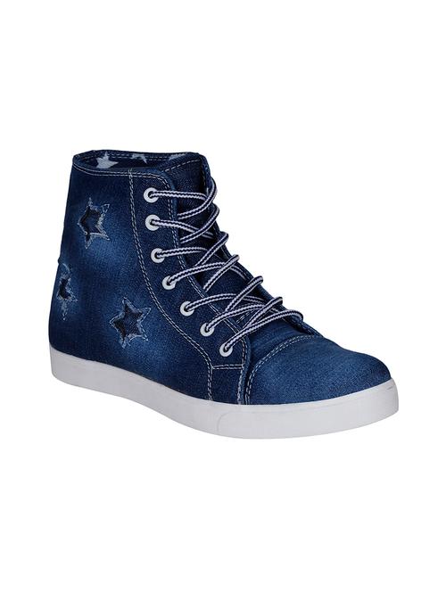 blue denim lace up sneaker - 13959705 - Very Small Image - 1