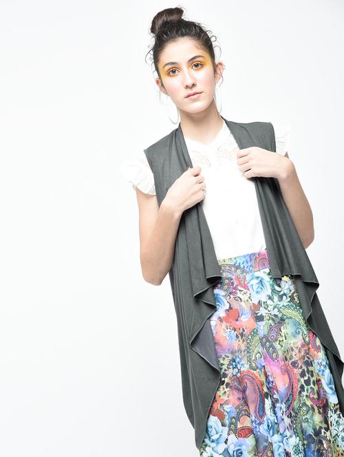 grey viscose asymmetric shrug - 13961730 - Very Small Image - 1