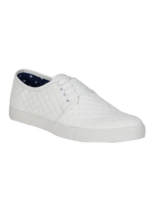 white leatherette lace up sneaker - 13961962 - Very Small Image - 1