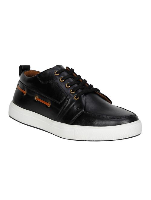 black leatherette lace up sneaker - 13962972 - Very Small Image - 1