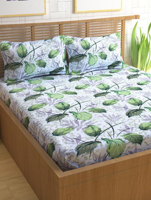 divine casa cotton printed double bed sheet with 2 pillow covers - 13964563 - Very Small Image - 1