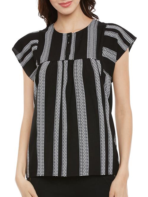 black printed viscose regular top - 13965455 - Very Small Image - 1