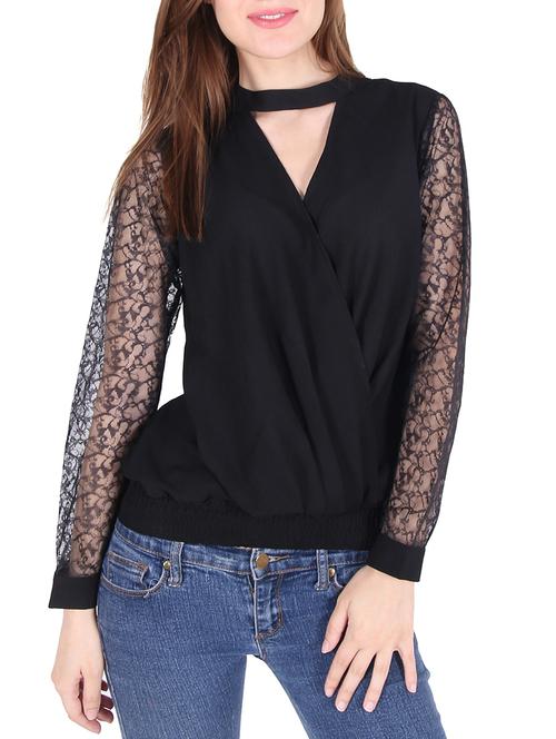 women's straight key hole neck top - 13968066 - Very Small Image - 1