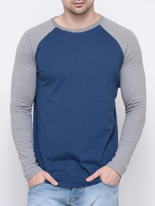 navy blue cotton raglan t-shirt - 13968725 - Very Small Image - 1