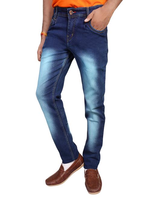navy blue cotton washed jeans - 13968753 - Very Small Image - 1
