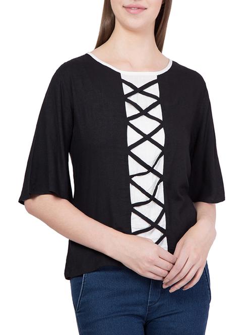 Black Cotton Casual Top - 13972369 - Very Small Image - 1