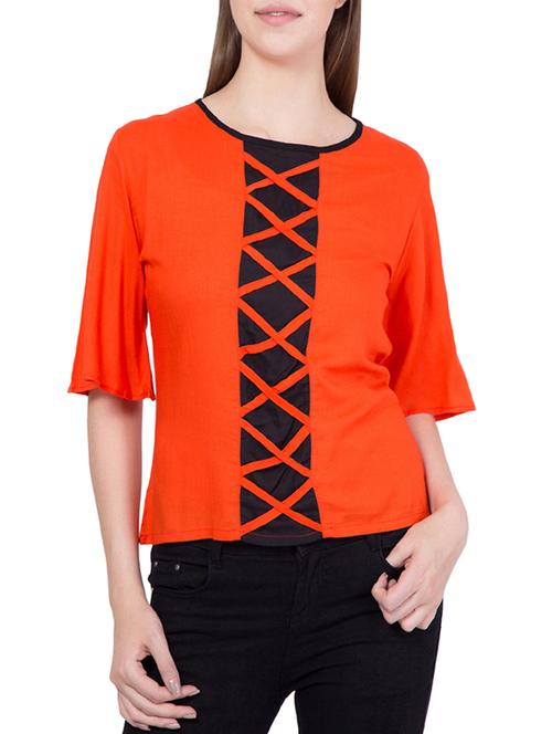 Orange Cotton Casual Top - 13972373 - Very Small Image - 1