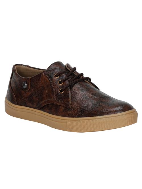 brown leatherette lace up sneaker - 13972834 - Very Small Image - 1