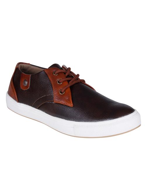 brown leatherette lace up sneaker - 13973553 - Very Small Image - 1