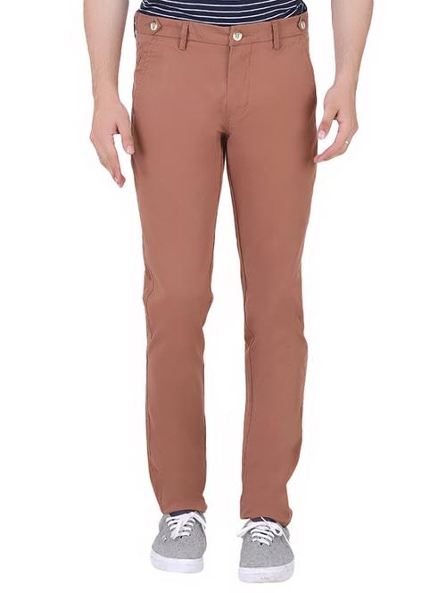 brown cotton blend chinos casual trousers - 13973901 - Very Small Image - 1