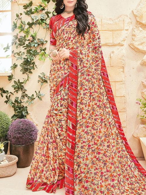 beige tussar silk saree with blouse - 13976551 - Very Small Image - 1