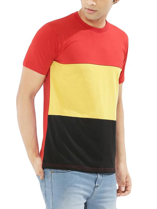 multi colored cotton color block t-shirt - 13977252 - Very Small Image - 1