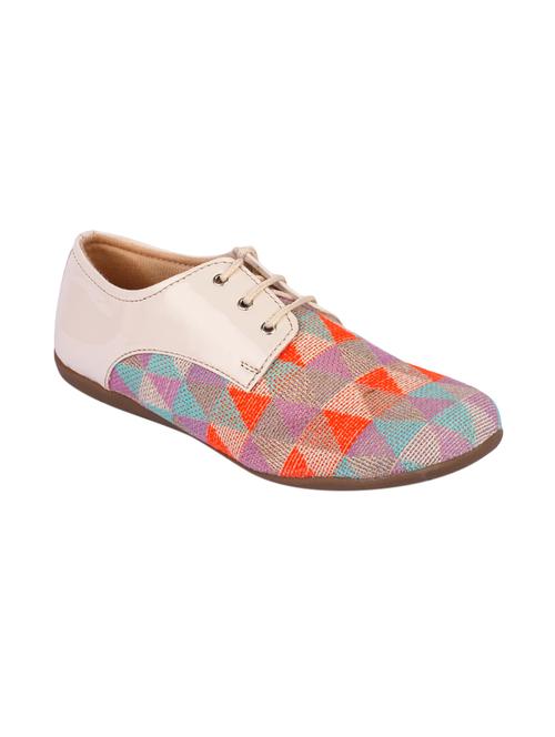 beige faux leather laceup casual shoes - 13977623 - Very Small Image - 1