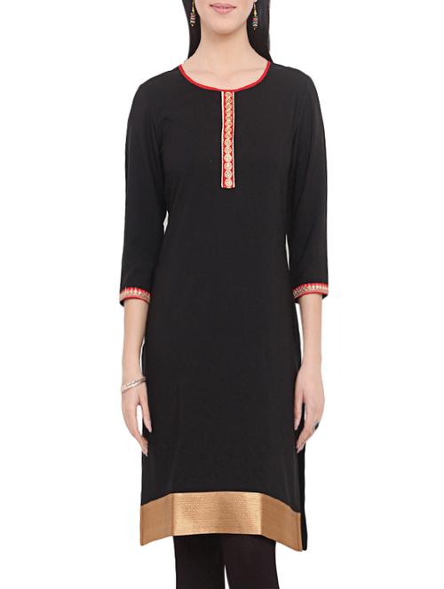black straight kurta - 13978665 - Very Small Image - 1