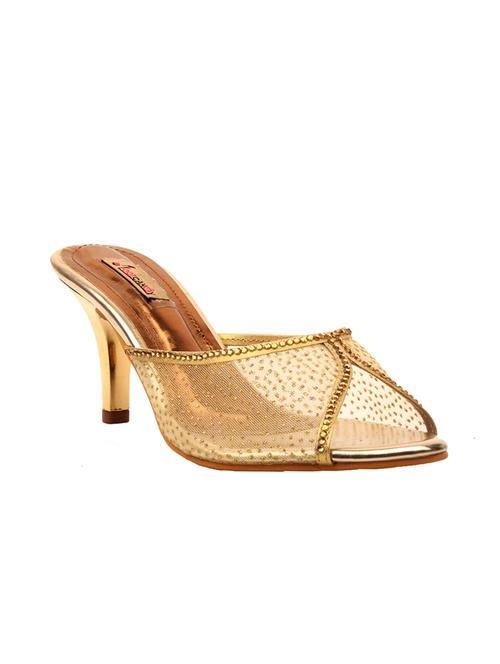 gold faux leather slip on sandals - 13978765 - Very Small Image - 1
