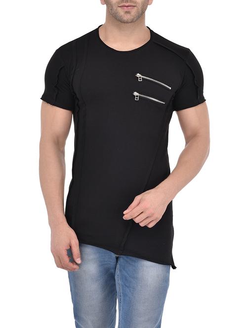 black cotton asymmetric t-shirt - 13979316 - Very Small Image - 1