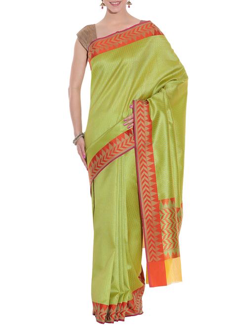 green art silk woven saree with blouse - 13979354 - Very Small Image - 1