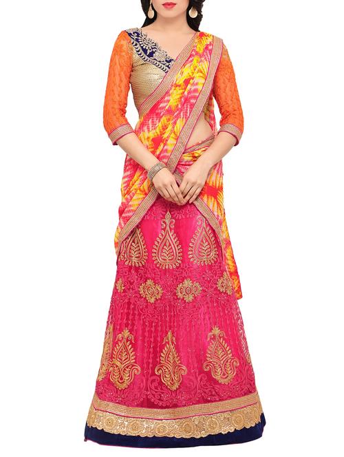 pink satin a-line lehenga - 13980797 - Very Small Image - 1