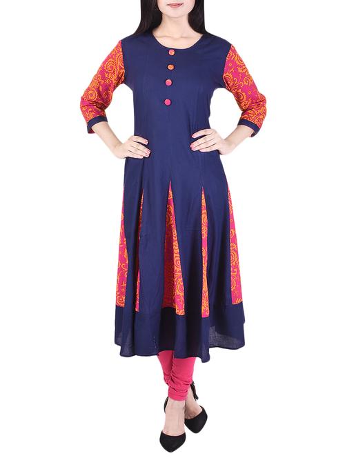 blue viscose anarkali kurta - 13981300 - Very Small Image - 1