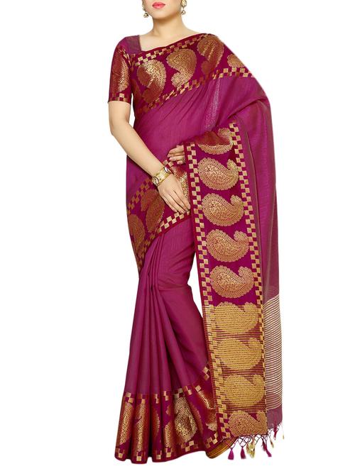 magenta art silk bordered saree - 13982837 - Very Small Image - 1