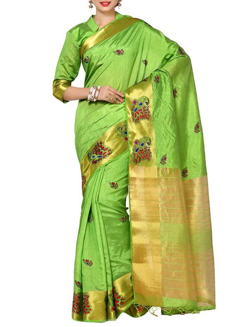 gold border embroidered saree - 13982899 - Very Small Image - 1
