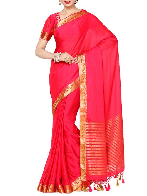 pink crepe bordered saree - 13982927 - Very Small Image - 1