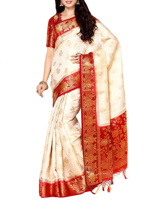 beige art silk kanjivaram saree - 13982946 - Very Small Image - 1