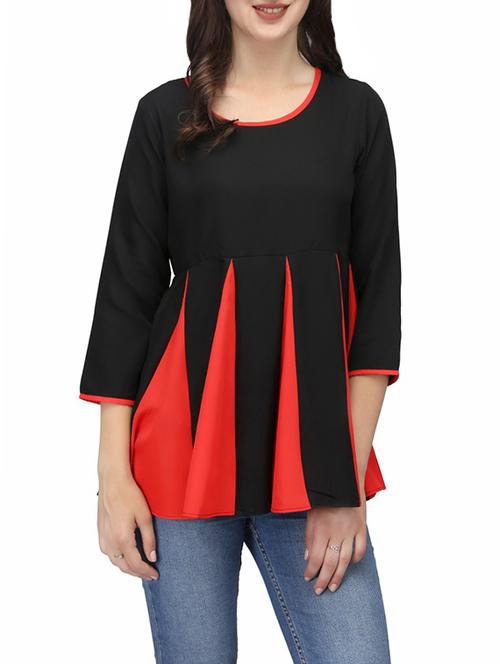women's peplum round neck top - 13983180 - Very Small Image - 1