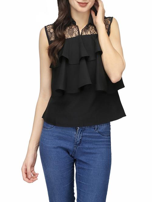 women's ruffle collared top - 13983206 - Very Small Image - 1