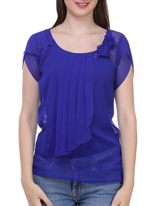blue georgette layered top - 13984377 - Very Small Image - 1