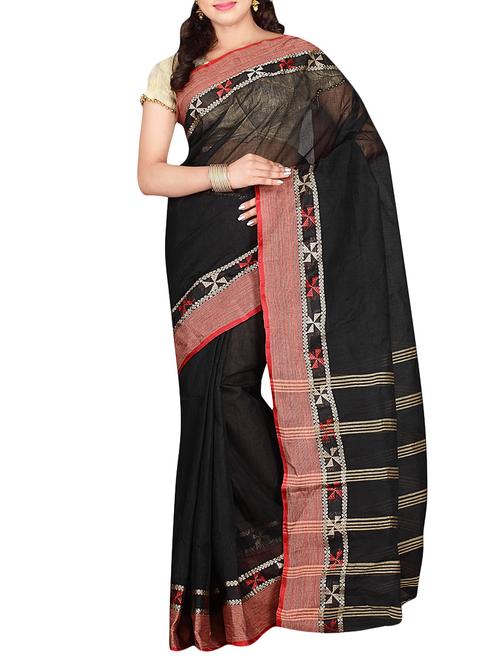 black cotton tant saree - 13986153 - Very Small Image - 1