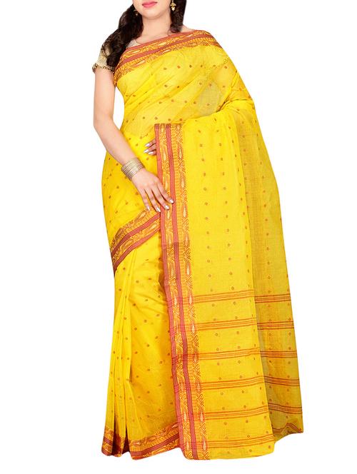 yellow cotton tant saree - 13986172 - Very Small Image - 1