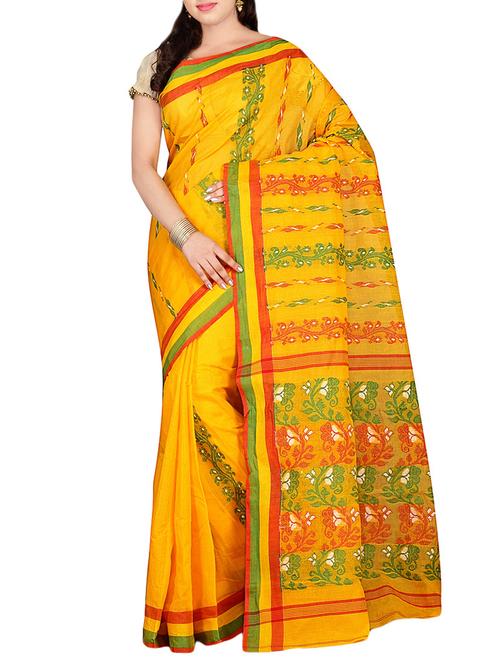yellow cotton tant saree - 13986186 - Very Small Image - 1