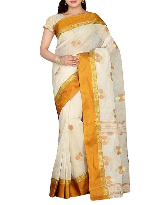 cream cotton tant saree - 13986206 - Very Small Image - 1