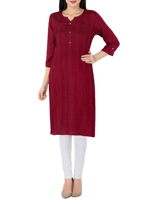 maroon rayon kurta - 13987643 - Very Small Image - 1